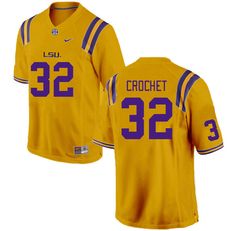 Men #32 Kolton Crochet LSU Tigers College Football Jerseys Stitched-Gold